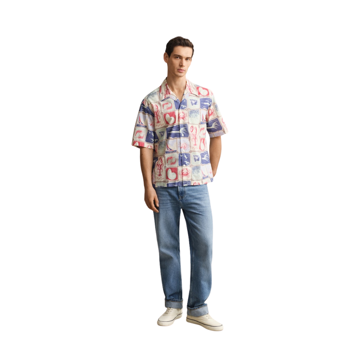 Nautical Print Shirt - Creamed White