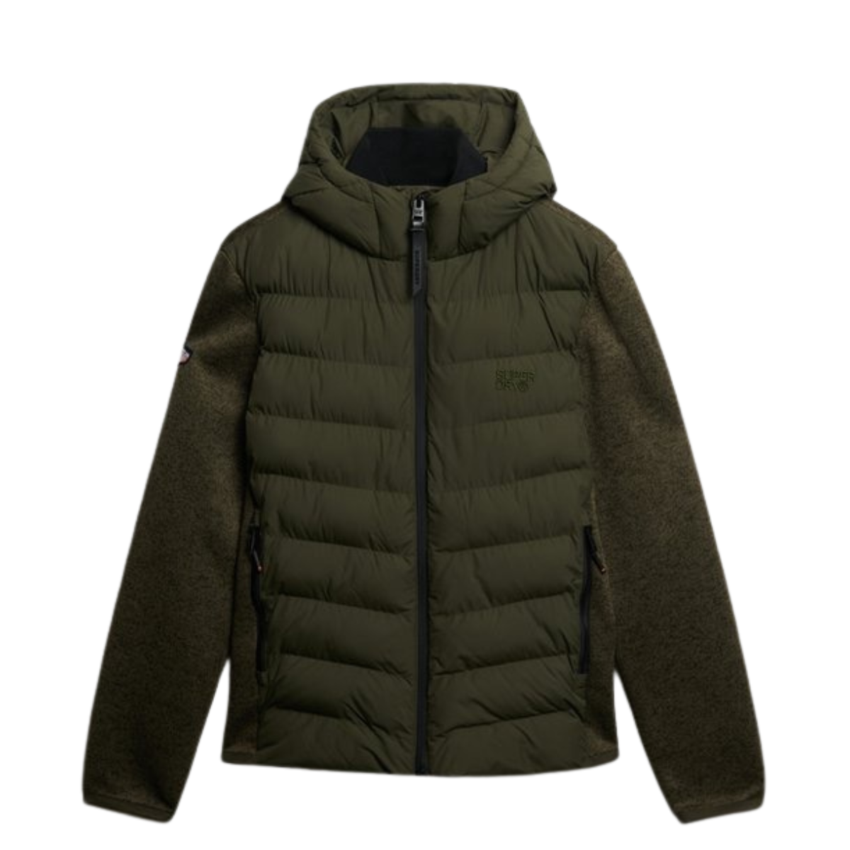 Hooded Storm Knit Hybrid Jacket - B9X Khaki Green Marl