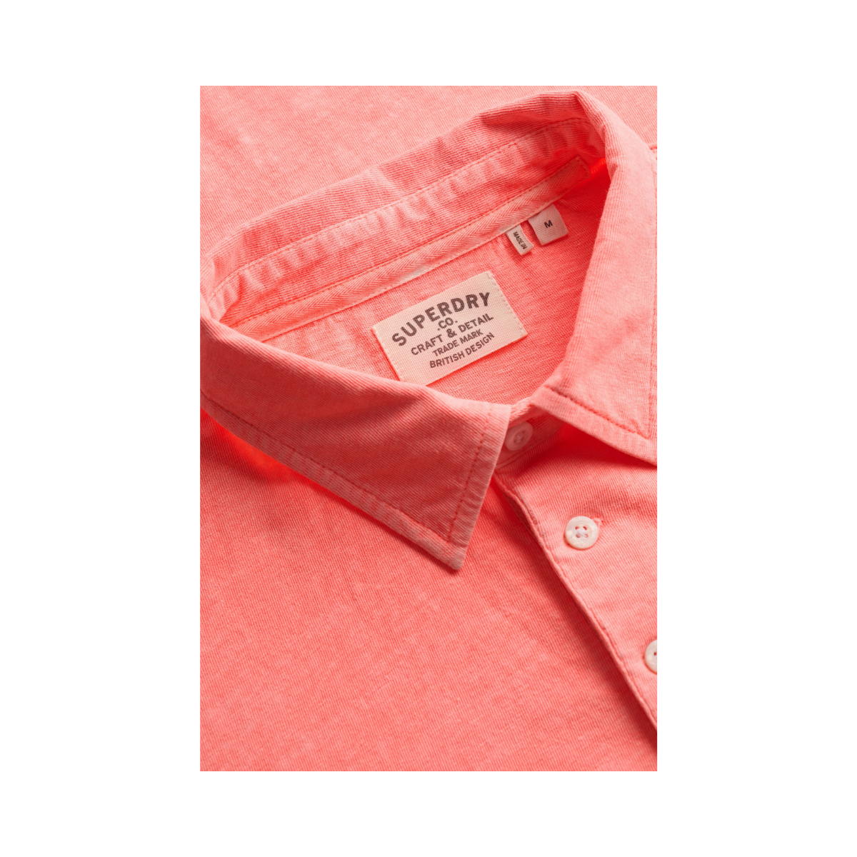 Classic Cotton Linen Polo - Neon Coral