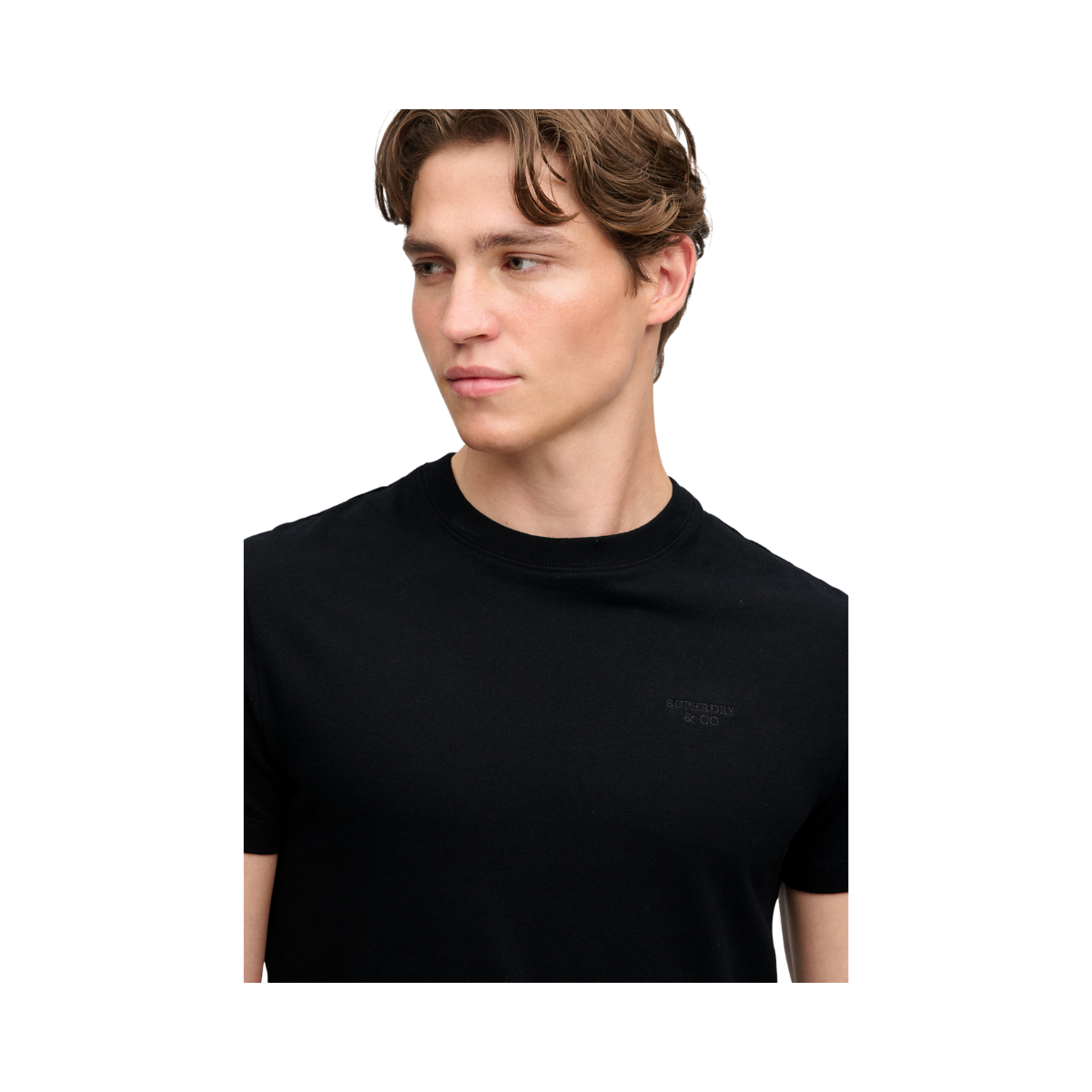 Essential Stacked Logo Emb Tee - Black/Black