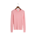 Stretch Cotton Cable C-Neck - Geranium Pink