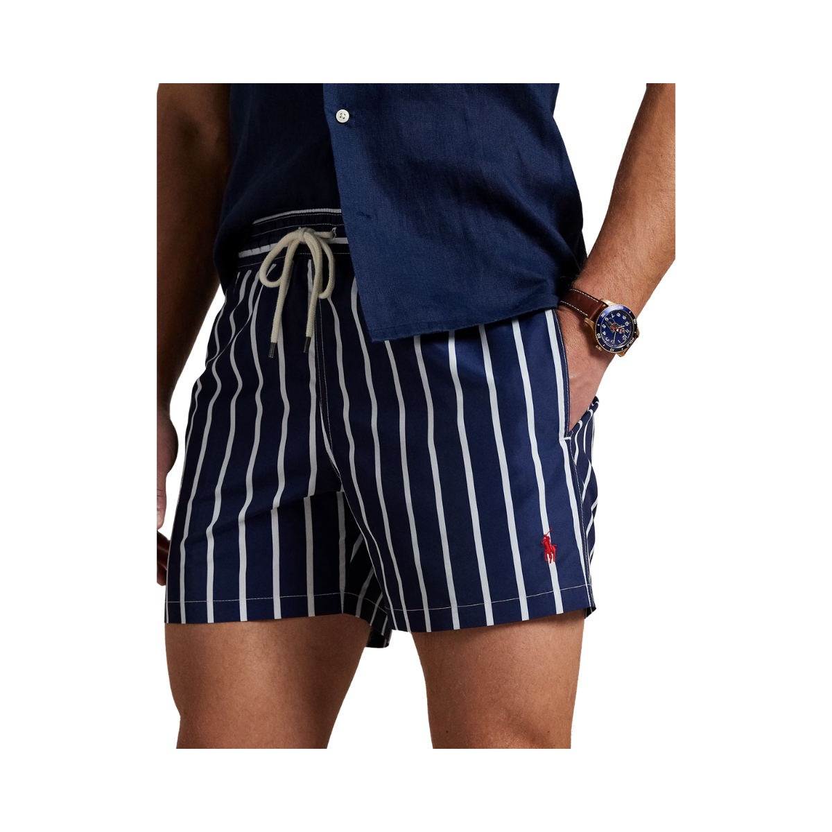 Slftraveler Mid Trunk - Navy Vertical Wide Stripe