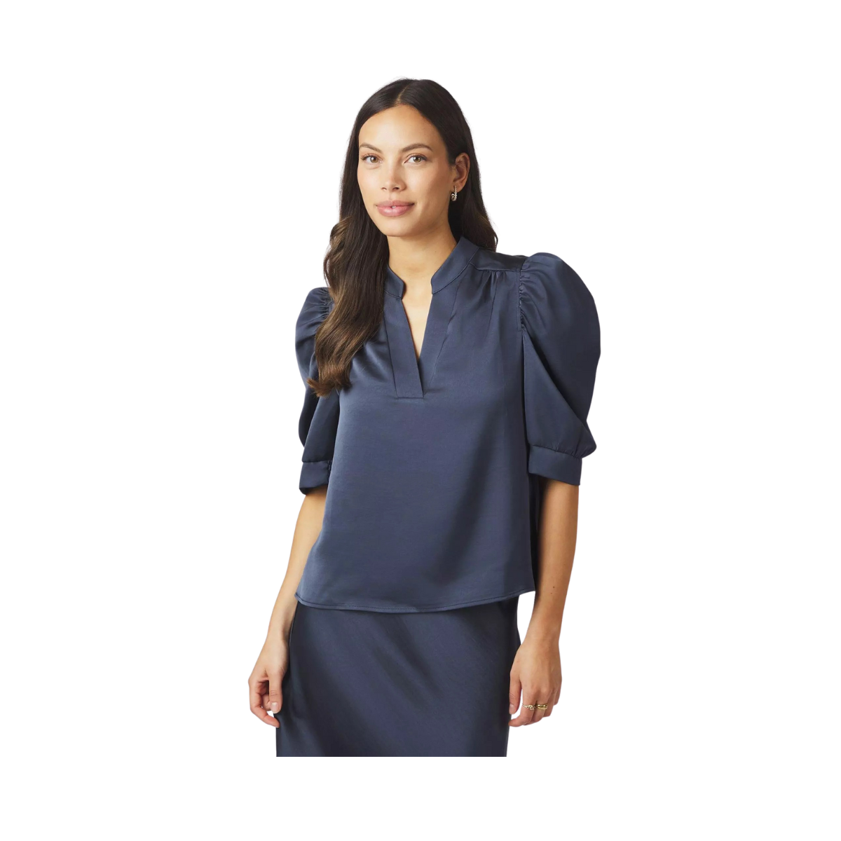 Roella Heavy Sateen Blouse - Midnight Blue