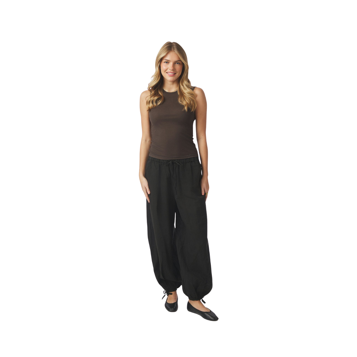 Roxane Balloon Linen Pants - Black