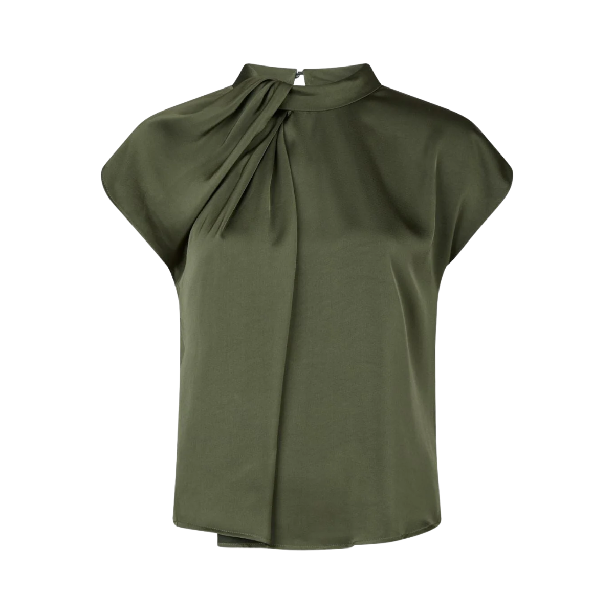 Fleur Drapy Satin Blouse - Army