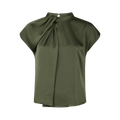 Fleur Drapy Satin Blouse - Army