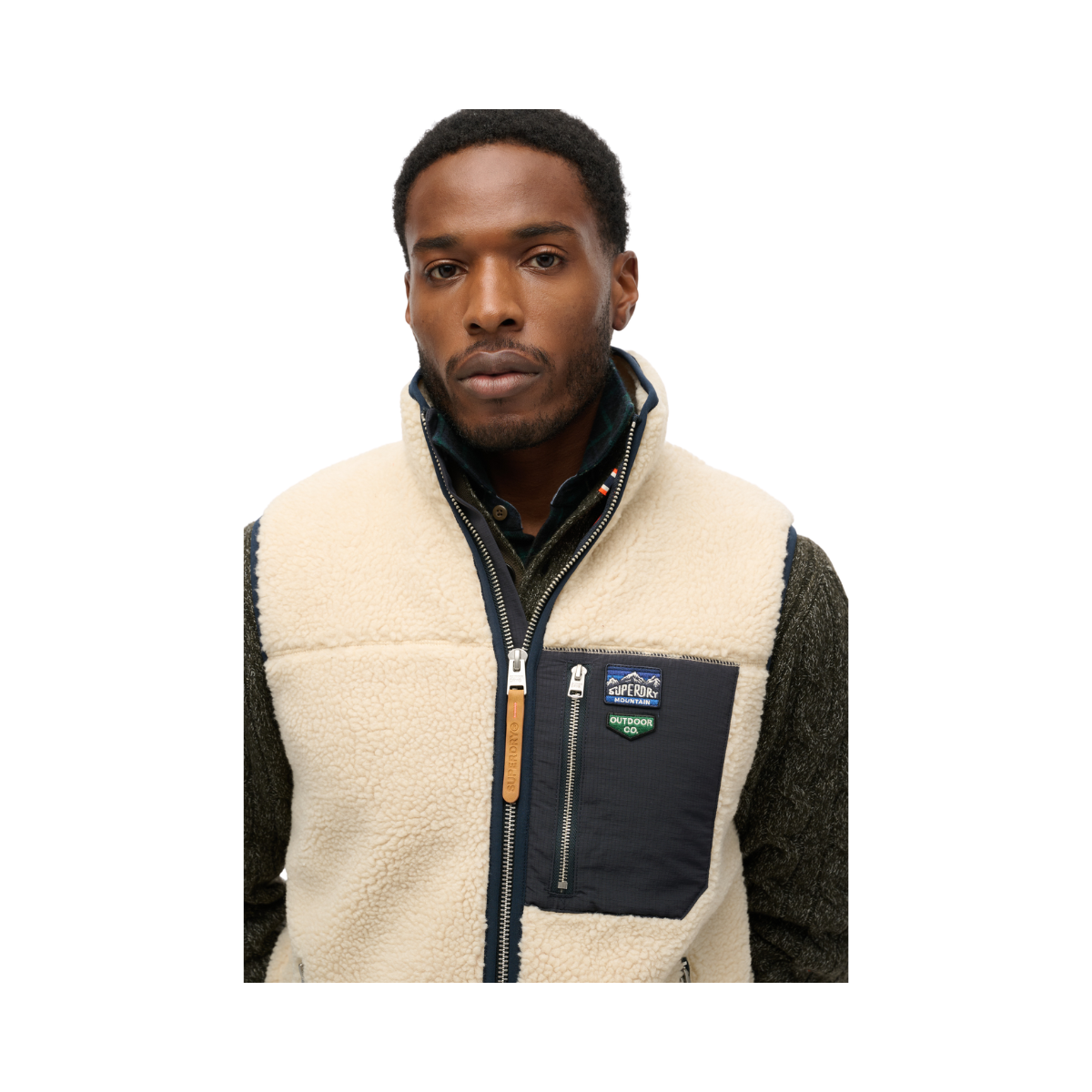 Vintage Retro Fleece Gilet - 1LG Oatmeal Beige