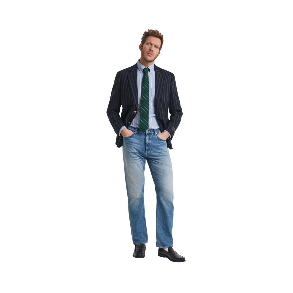 Classic Oxford Stripe Shirt - Rich Blue