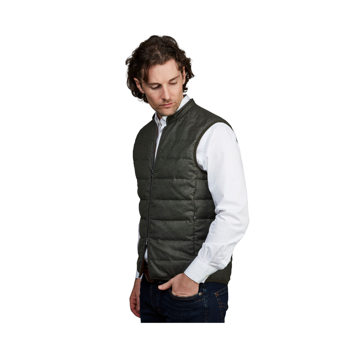 Lt Down Supersonic Wool Vest - Moss Green