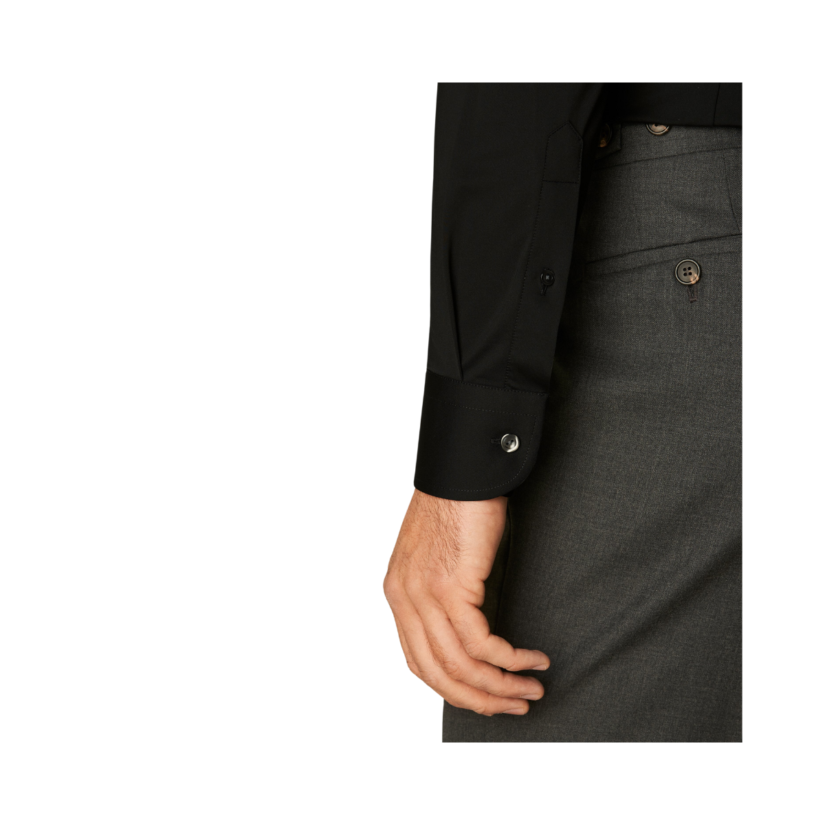 Wide Spread Slim Stretch Shirt - Black