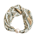 Pärlsilkesscarf - Beige & Green