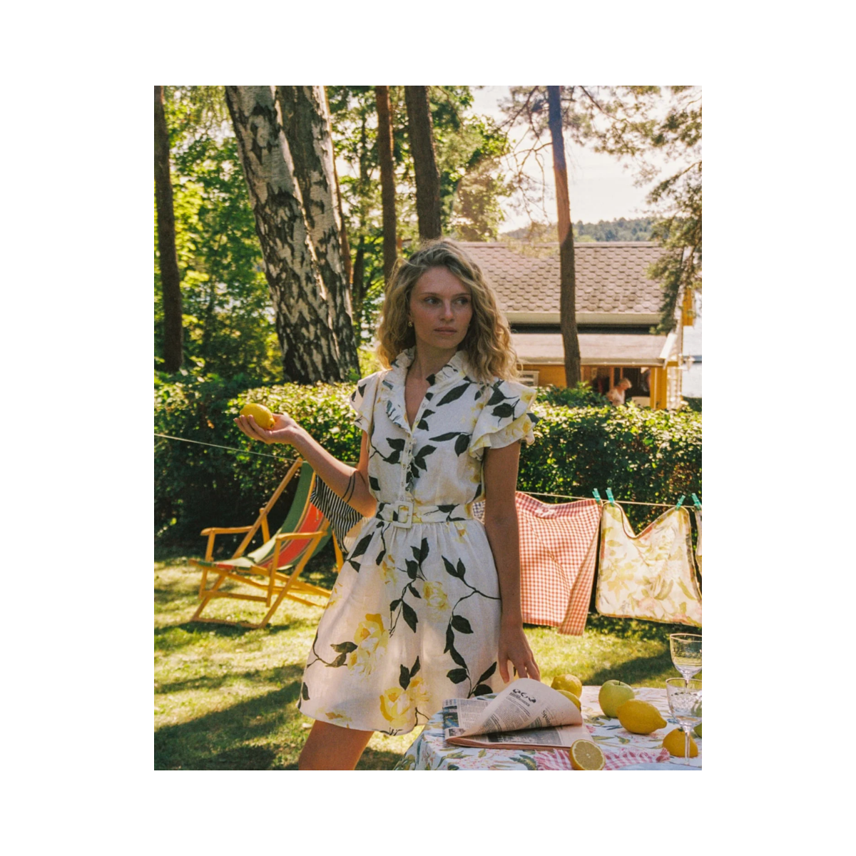 Linen Ruffle Dress - Sunlight