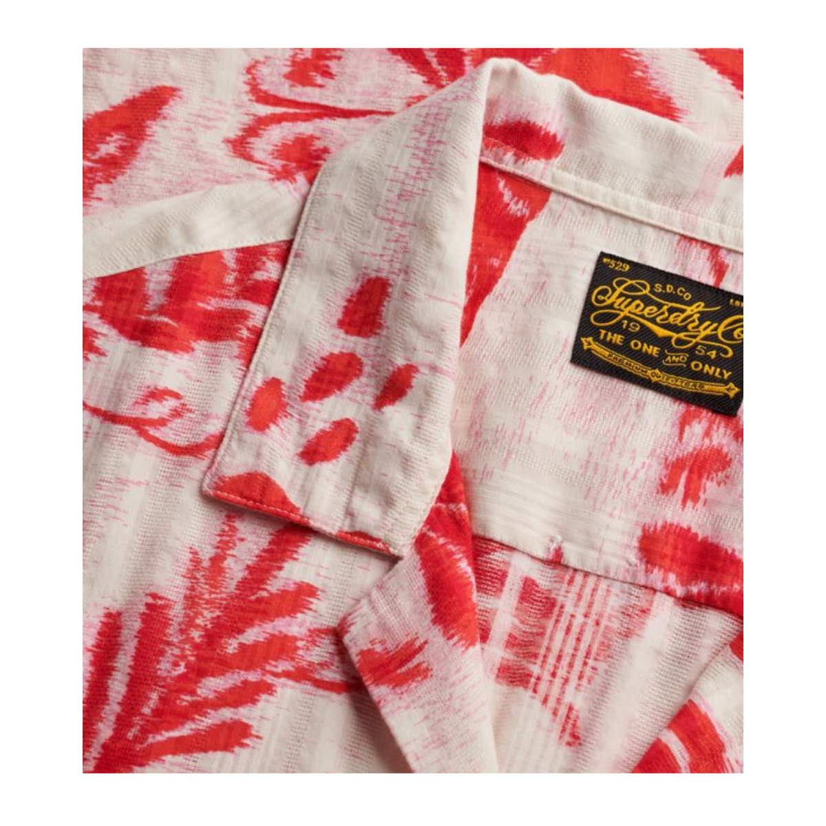 Beach Printed S/S Shirt - Ikat Floral Red