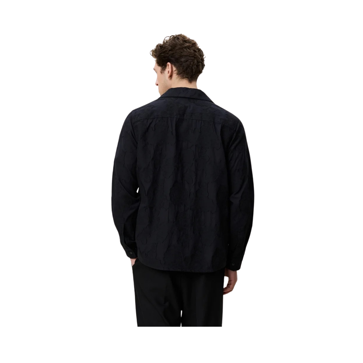 Flower Jacquard Shirt - Black