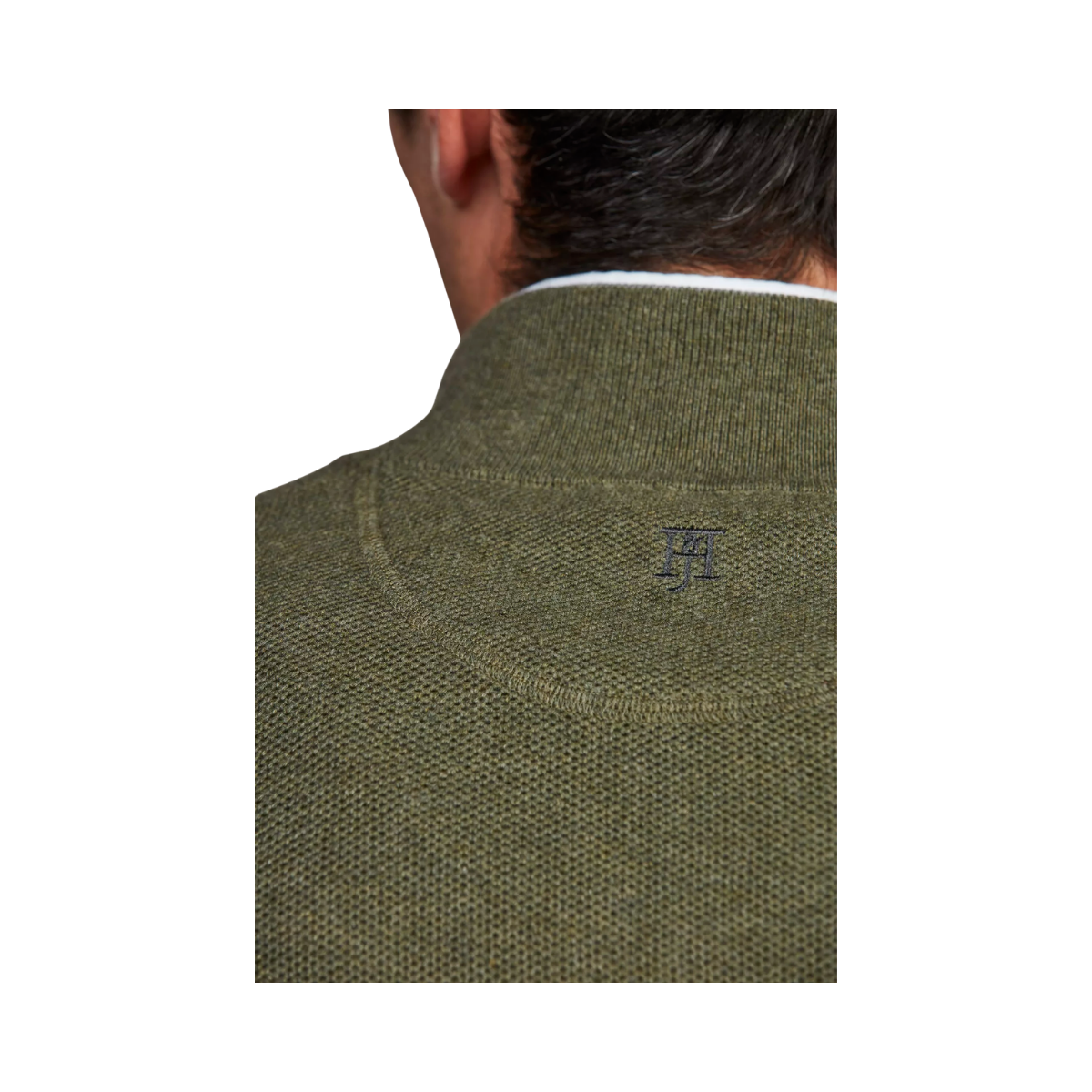 Half Zip Structure Knit - Green