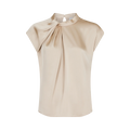 Fleur Drapy Satin Blouse - Dark Sand