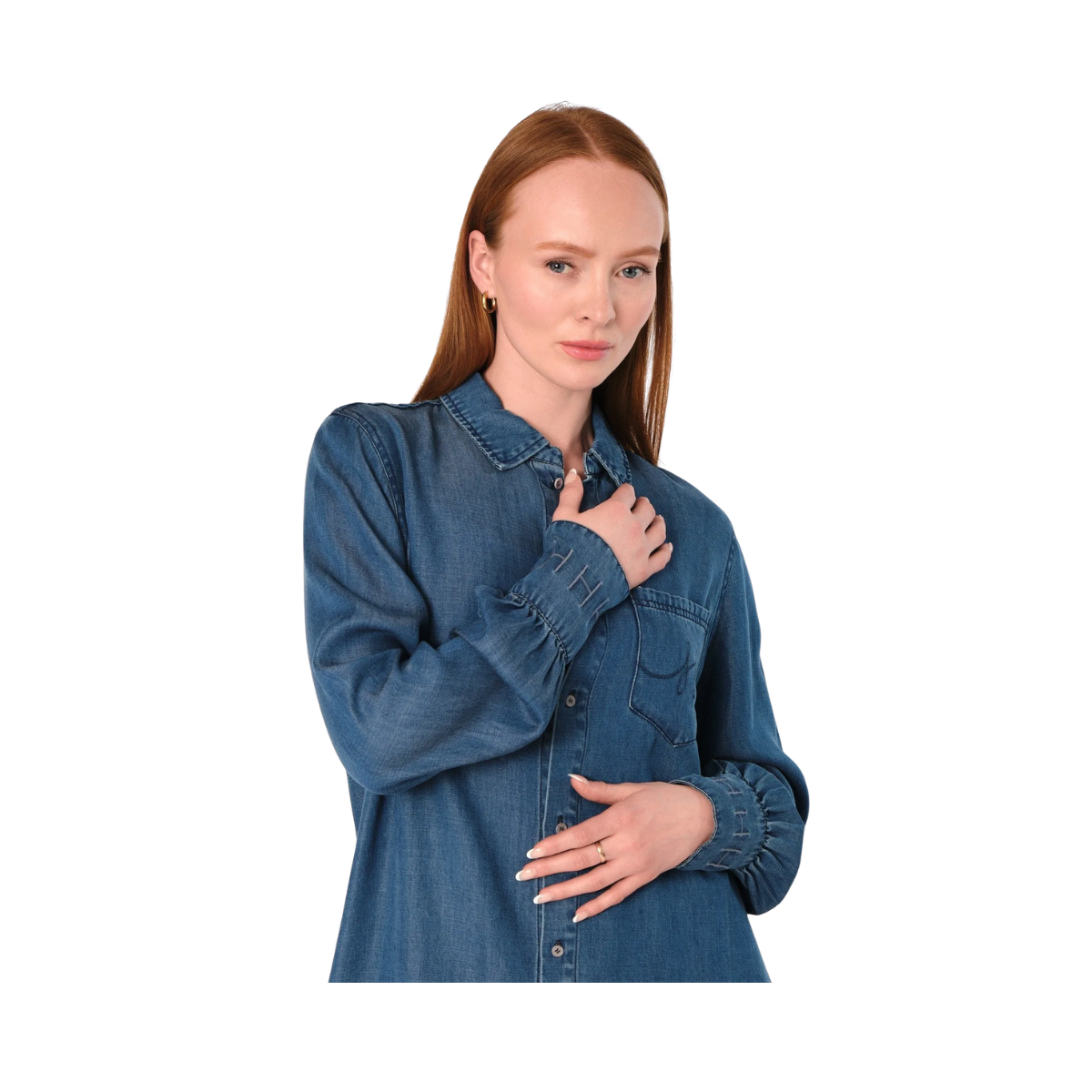 Scarlett Shirt - Medium Wash Blue Denim