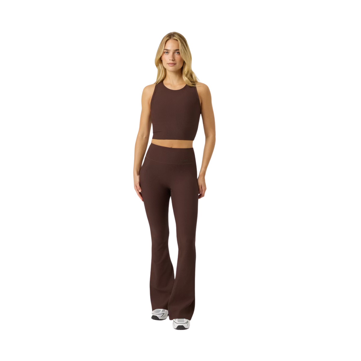 Studio Ribbed Cropped Tank Top - Coffee Bean