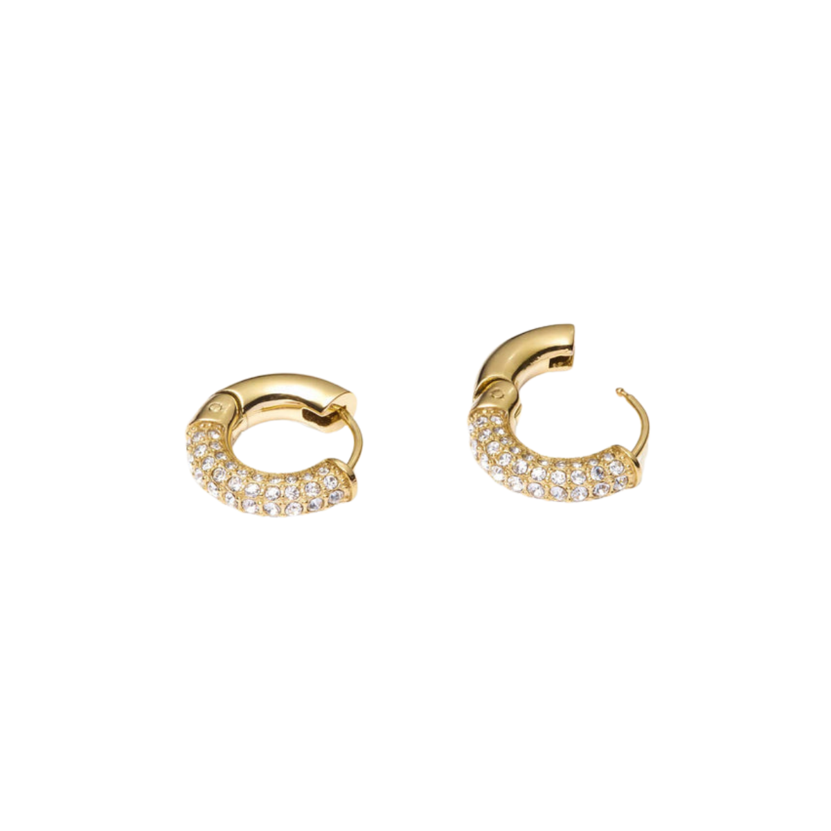 Pavé Everyday Medium Gold Hoops - gold