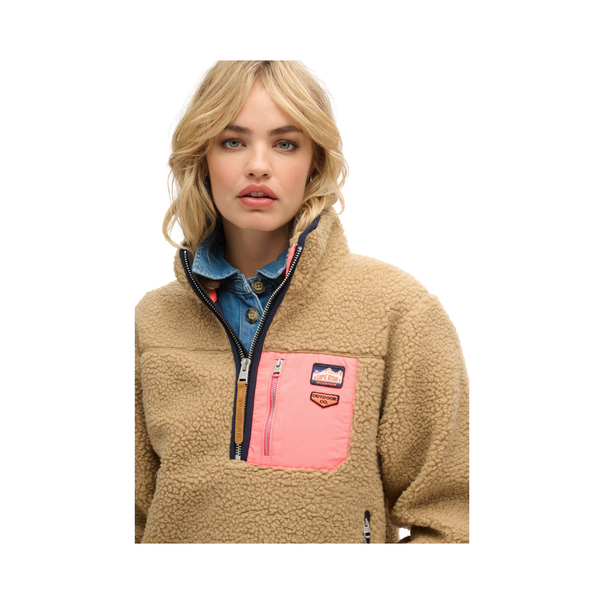 Vintage Retro Half Zip Fleece - 8TU Classic Tan Brown