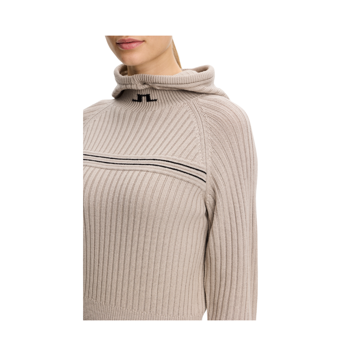 Hilda Knitted Rib Hoodie - Moonbeam