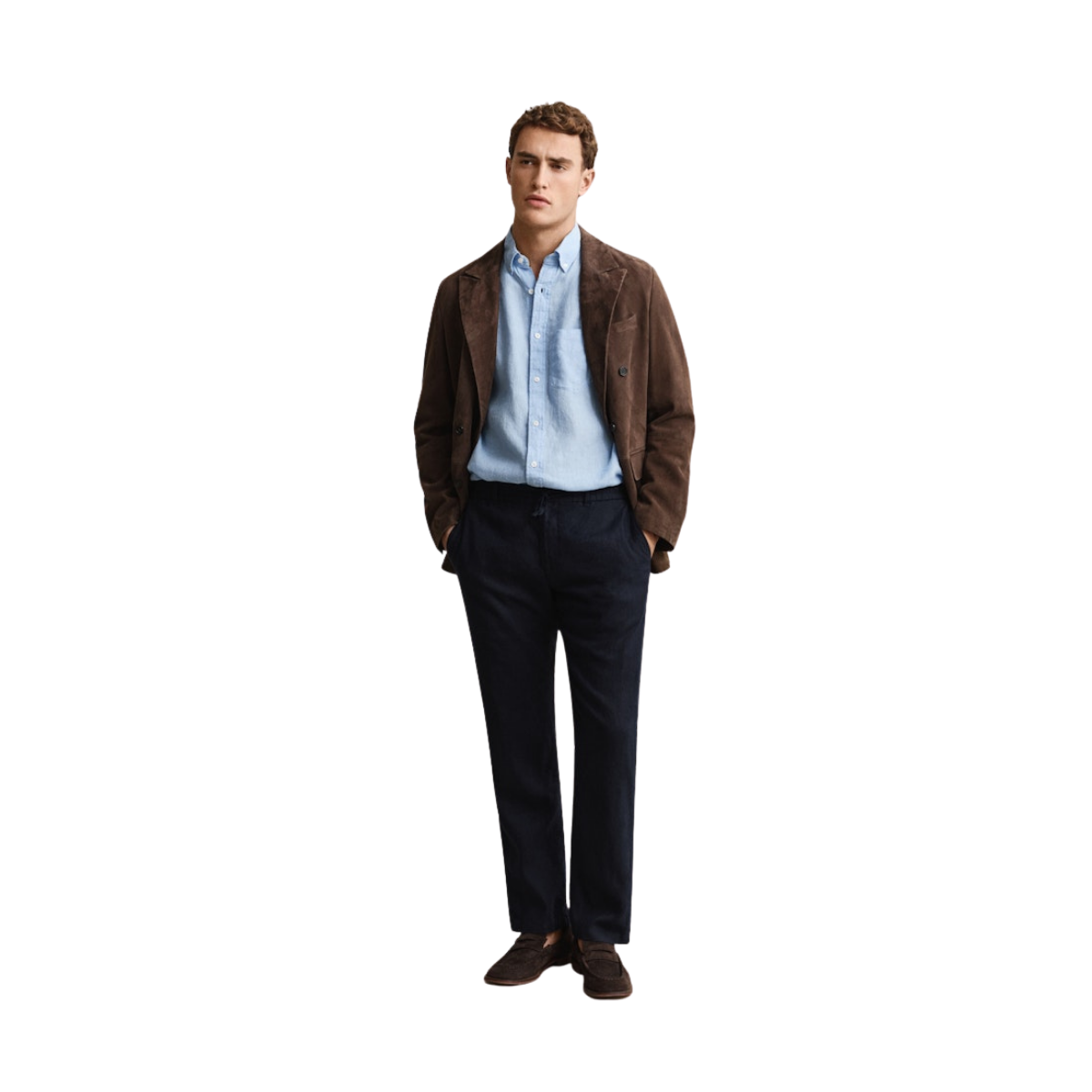 Reg Linen DS Pants - Evening Blue