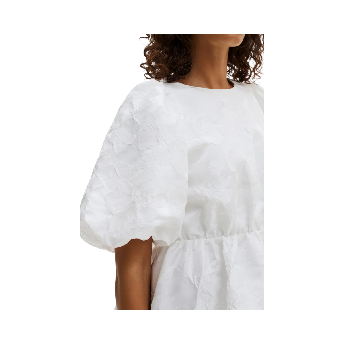 Elina Scalloped Detail Mini Dress - White