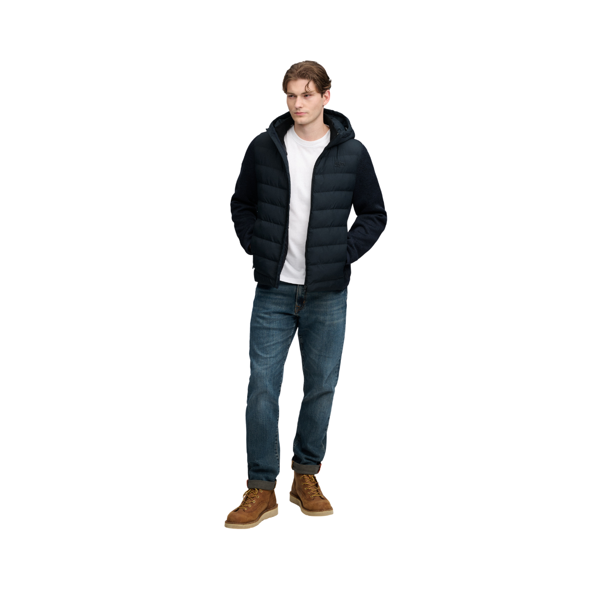 Hooded Storm Knit Hybrid Jkt - Eclipse Navy