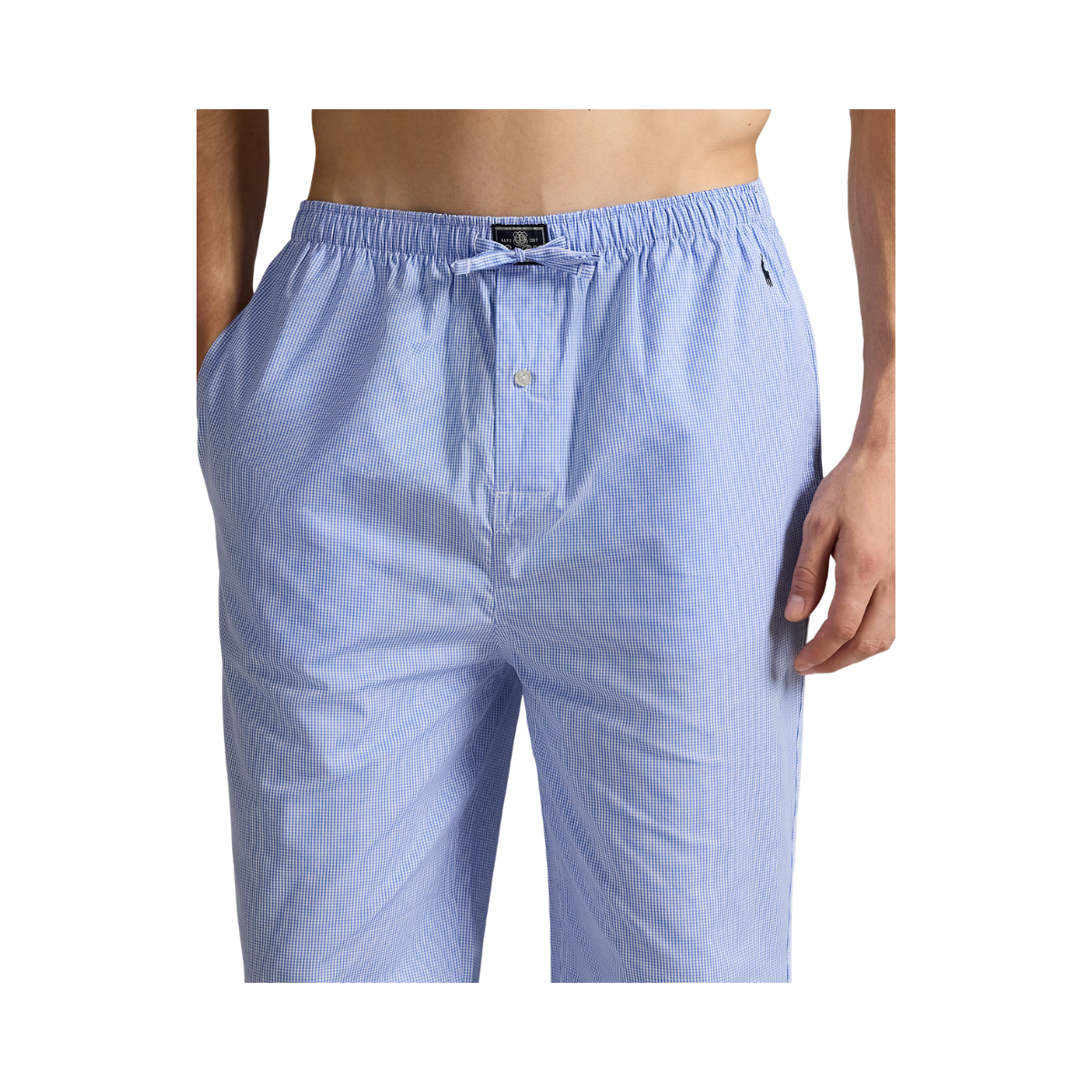 Gingham Poplin Long Sleep Set - Light Blue