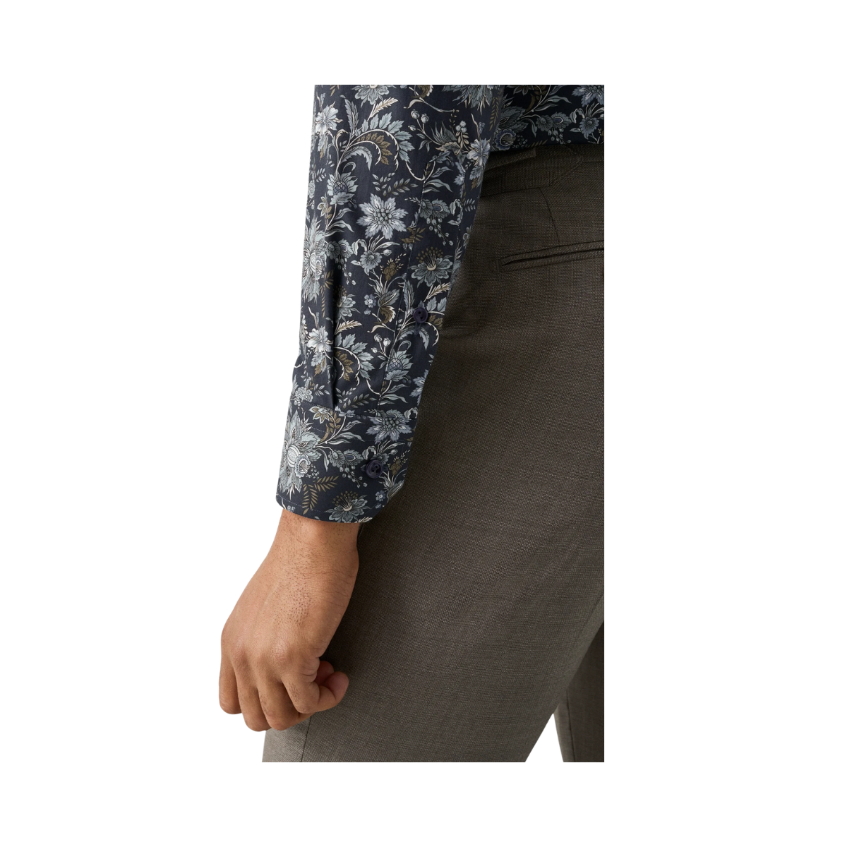 Floral Print Signature Twill Shirt - Dark Blue