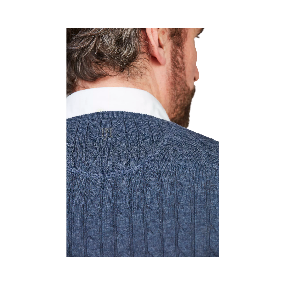 Crew Neck Cable Knit - Blue
