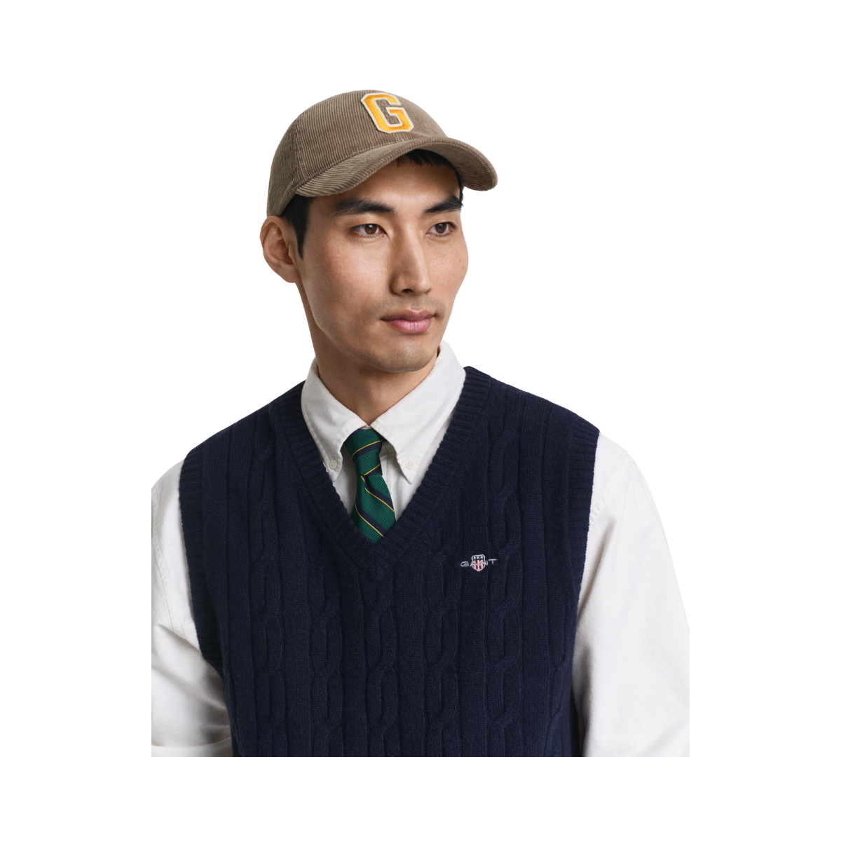 Lambswool Cable Vest - Evening Blue