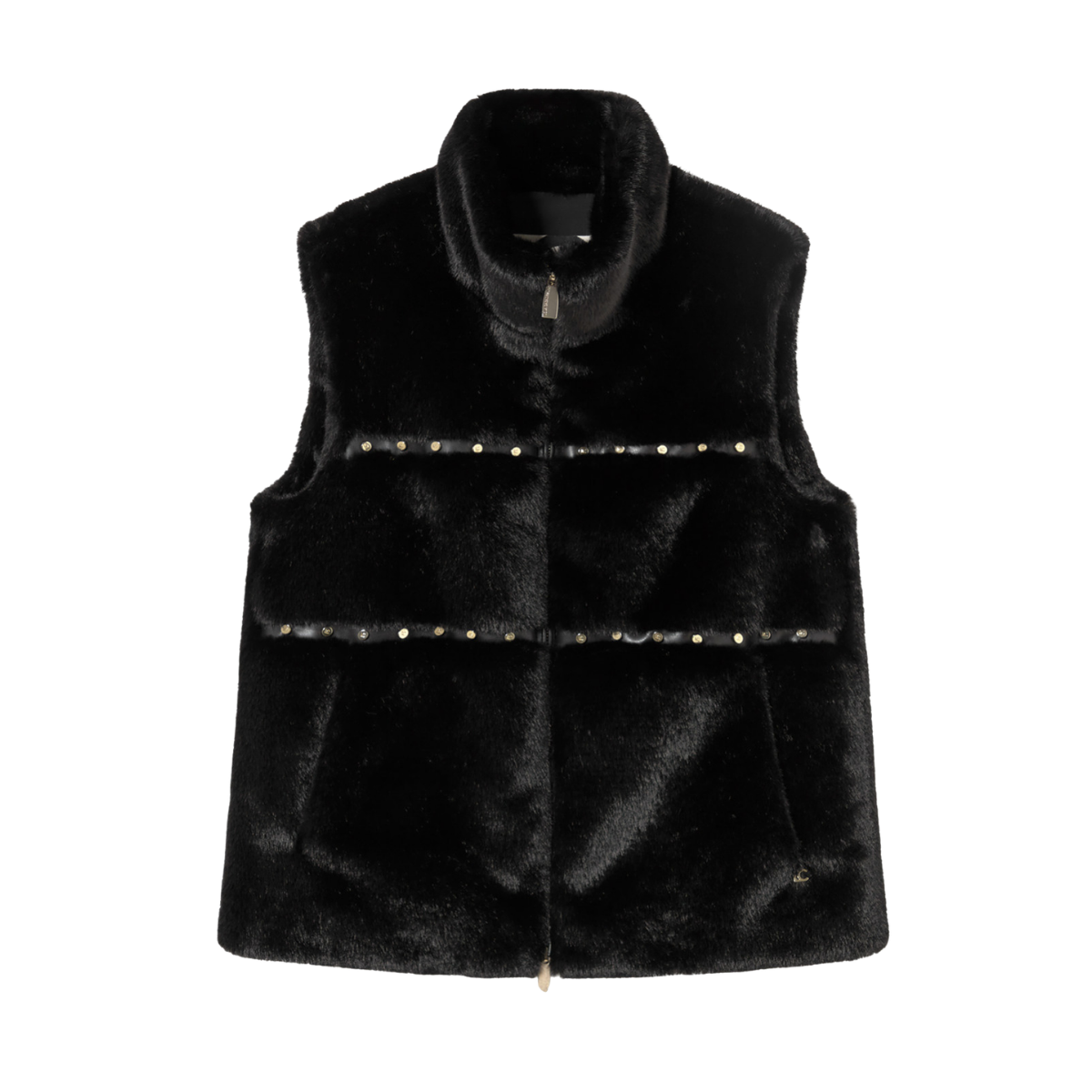 Metallic Detailed Vest - Black