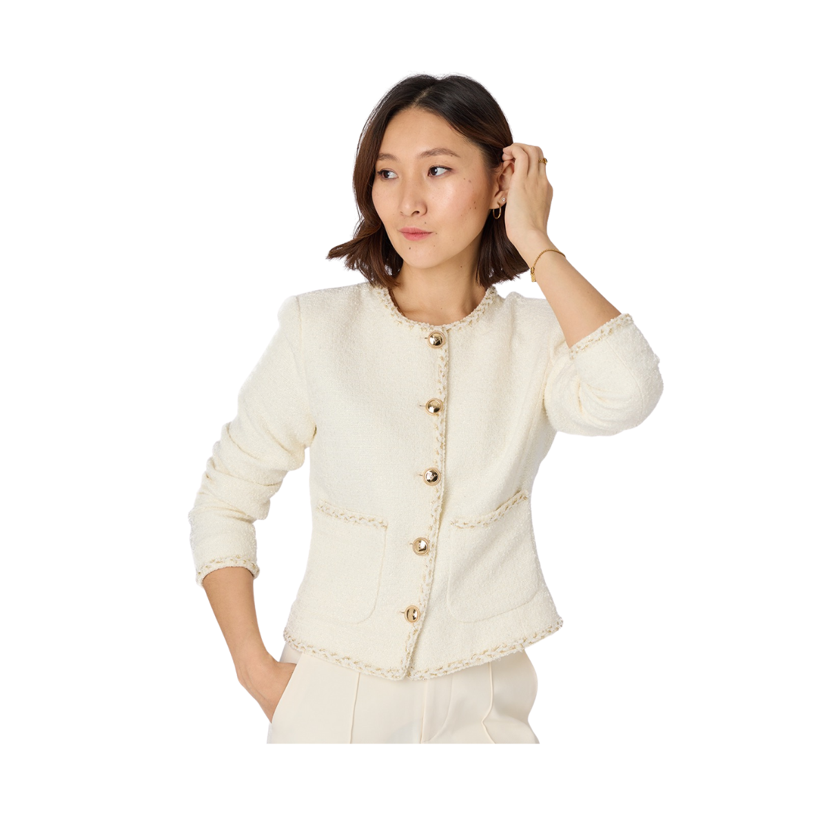 Alexa Tweed Jacket - Cream White