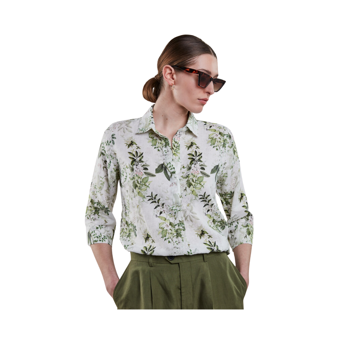 Stella popover shirt - Green pattern