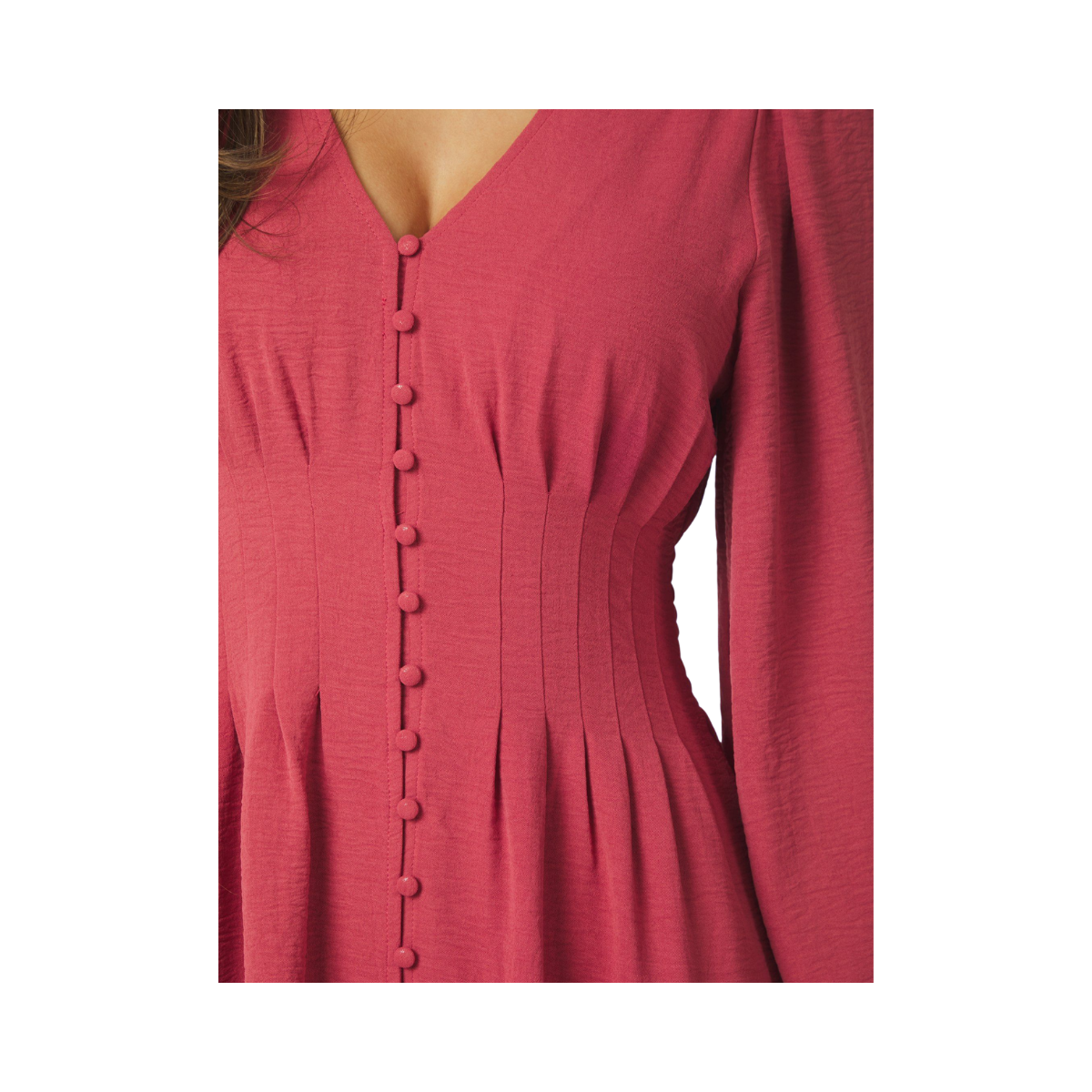 Annelie Solid Crepe Dress - Cherry Pink