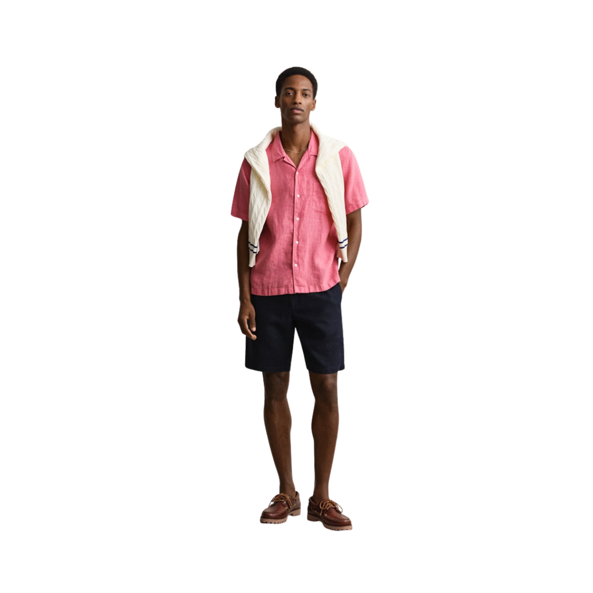 Gmnt Dyed Linen Camp Shirt - Rose Pink