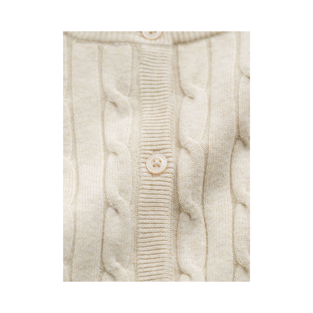 Stretch Cotton Cable Knit Cardigan - Faded Beige
