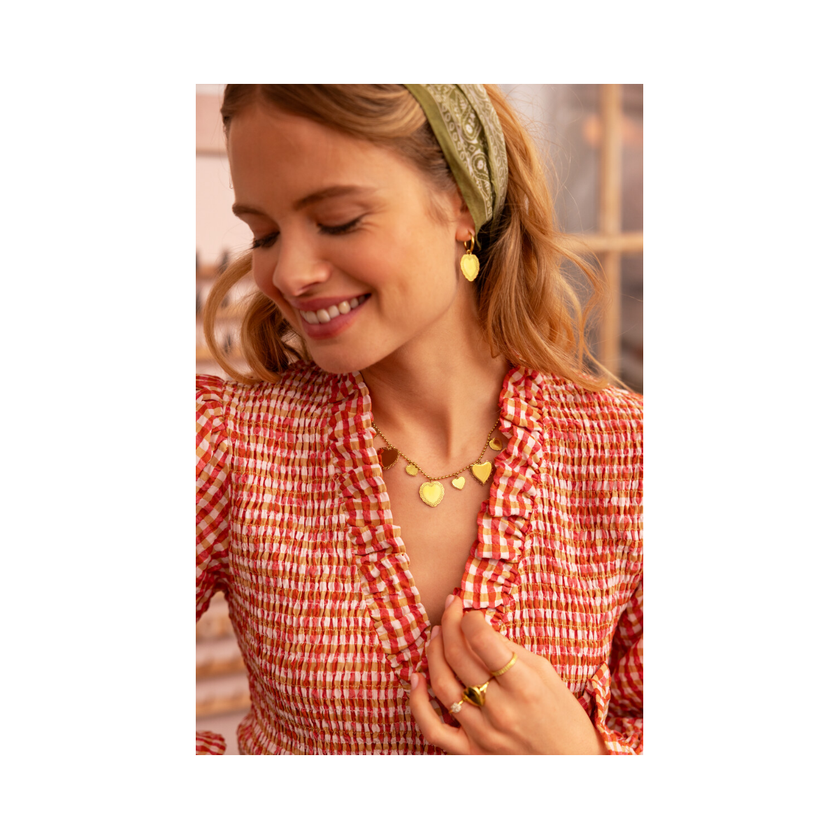 Necklace 7 Hearts - Gold