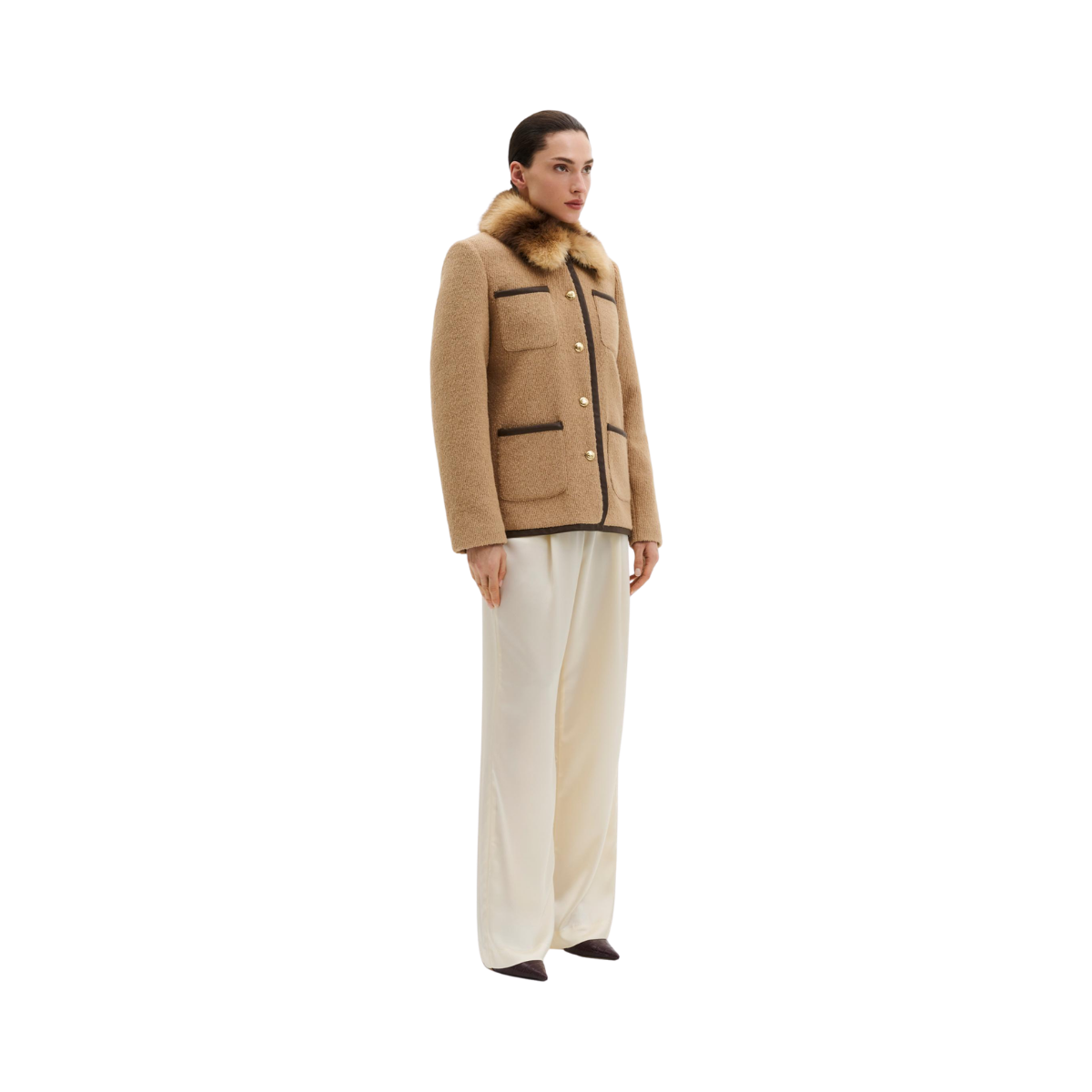 Taylor Faux Fur Trim Jacket - Camel