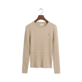 Stretch Cotton Cable C-Neck - Seed Melange