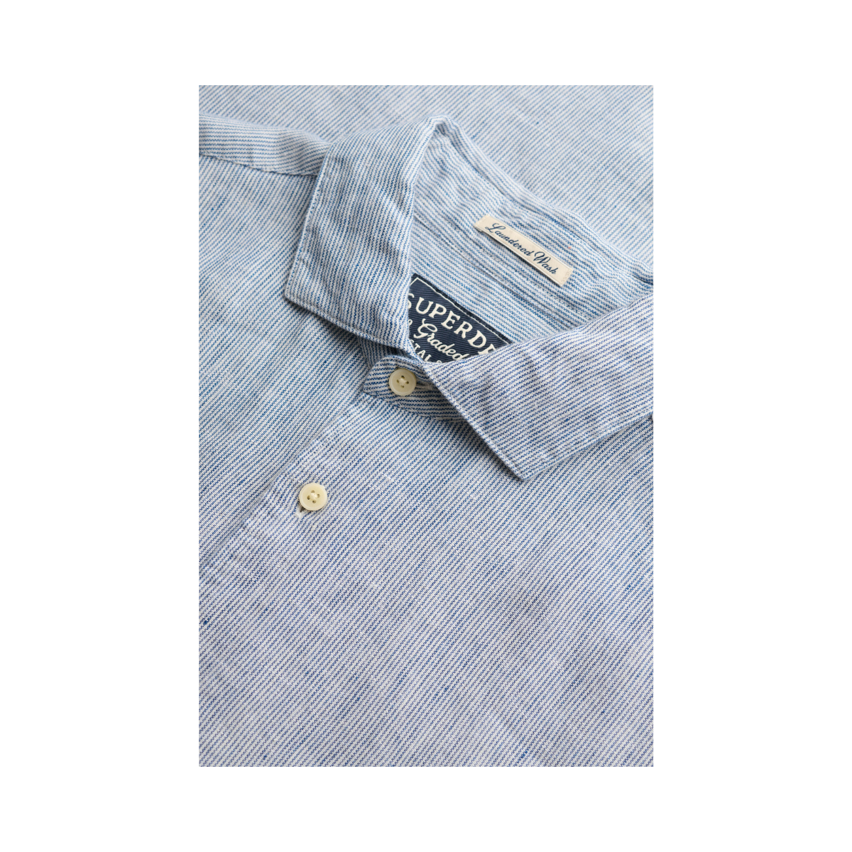 Riviera S/S Linen Shirt - Ticking Navy Stripe