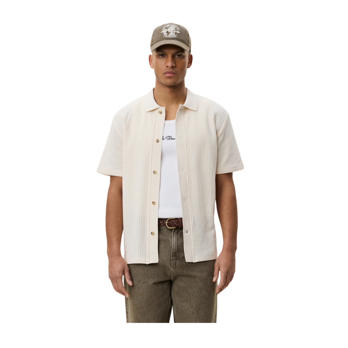 Pointelle SS Shirt - Eggnog White