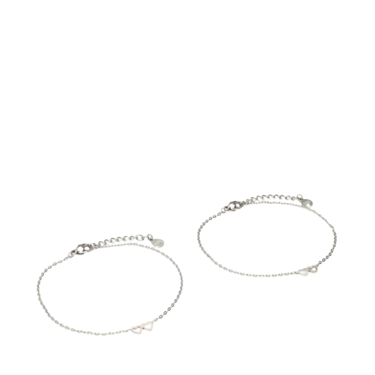 Bracelet set two hearts - Silver