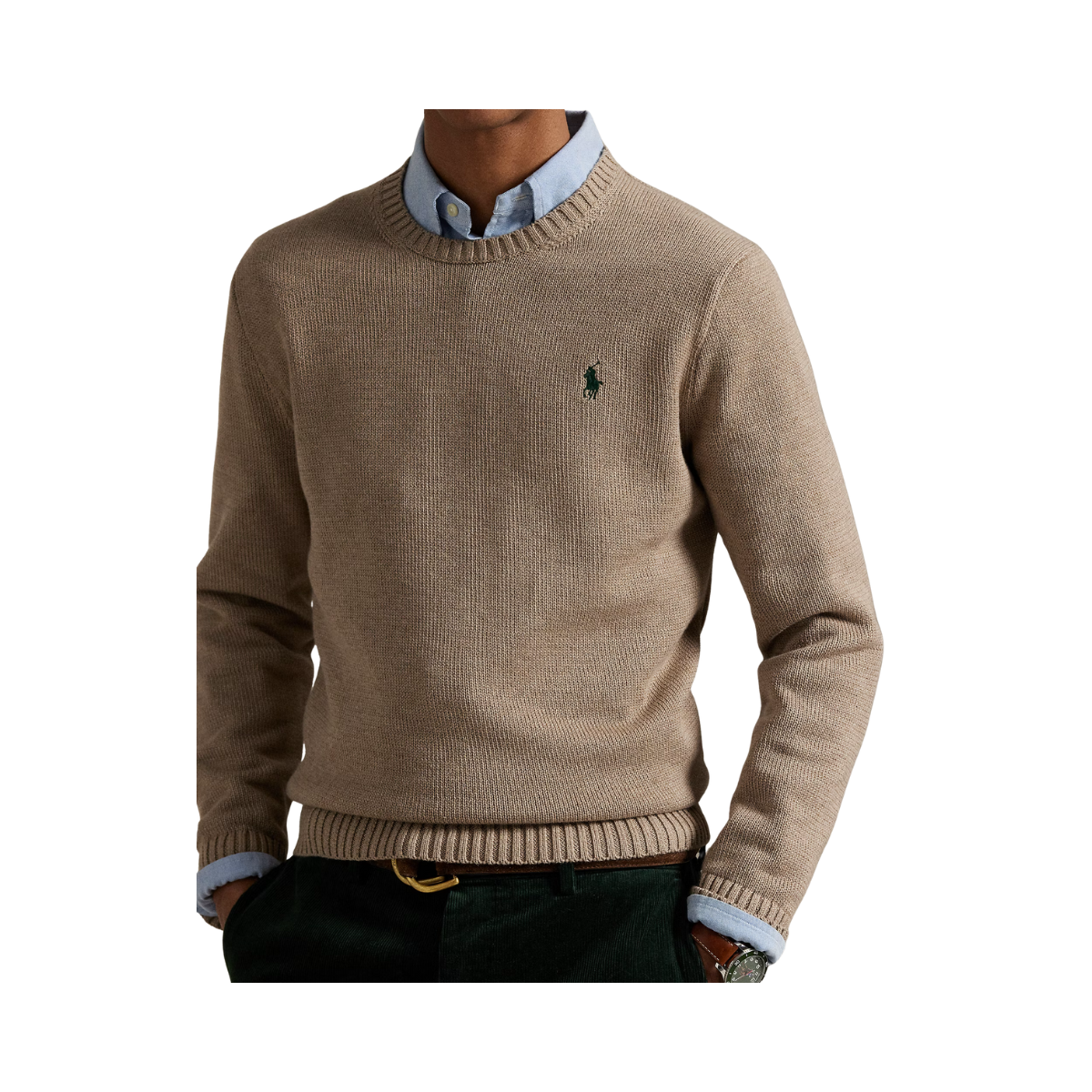 Cotton Crewneck Sweater - Bronze Melange