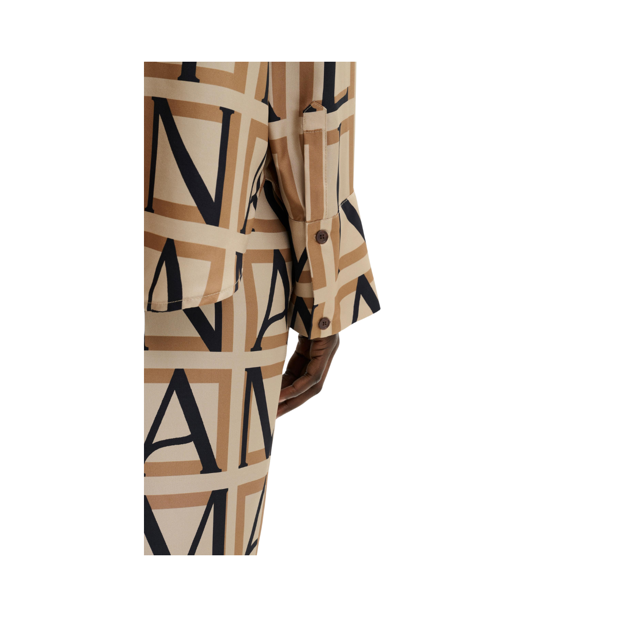 Felicity Silk Shirt - Monogram Camel