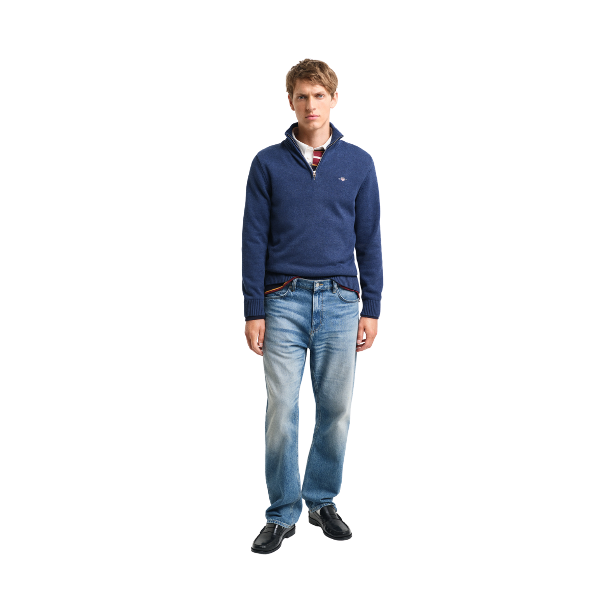 Casual Cotton Halfzip - Dark Jeansblue Melange