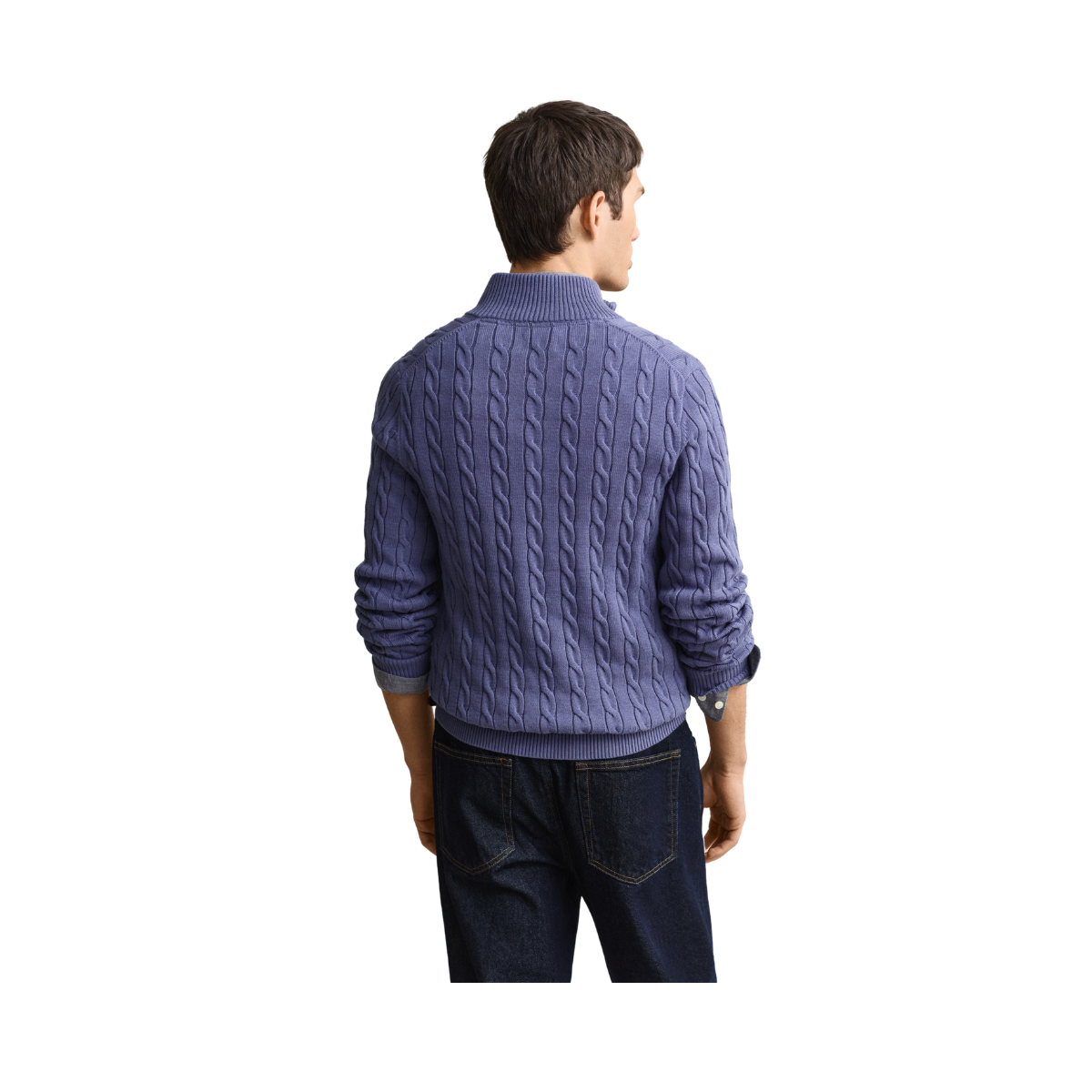 Cable Knit Half-Zip Sweater - Blue Horizon