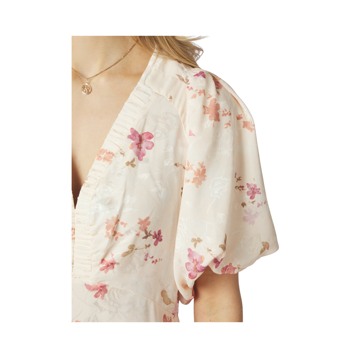 Illana Sateen Print Dress - Creme