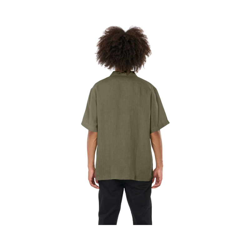 Box Short Sleeve Linen Shirt - Green